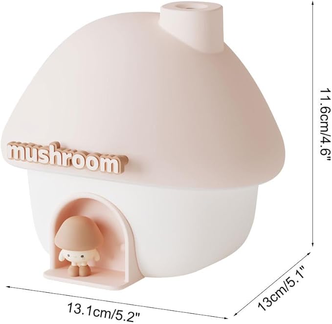 Mushroom Humidifier, 300ML Mist Humidifier, Portable Air Humidifer with Night Light for Bedroom Office Car