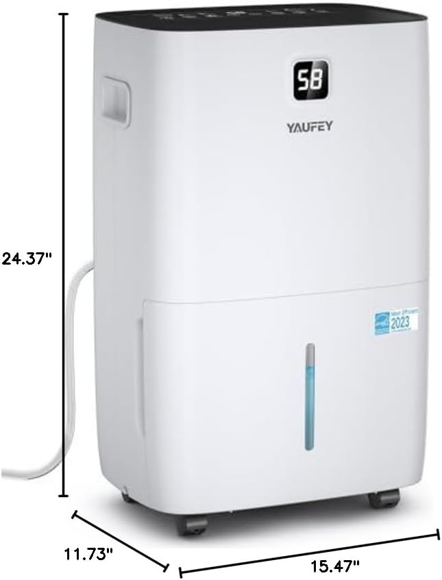 Yaufey 150 Pints Energy Star Dehumidifier with Pump for Home, Basement and Large Room up to 7000 Sq. Ft., With Drain Hose, Timer, Intelligent Humidity Control and Large Water Tank