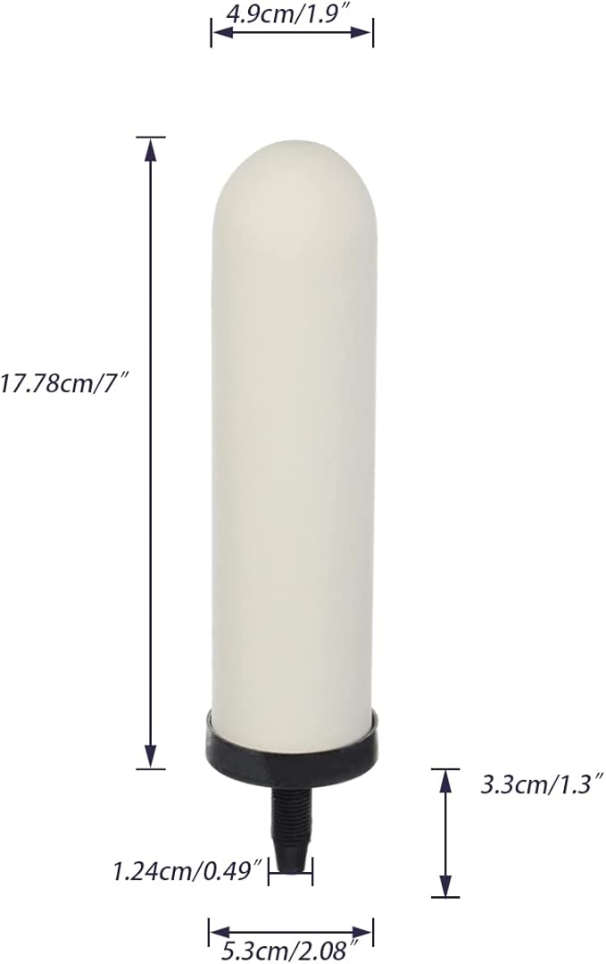 HUINING 2PCS 7" Ceramic Filter Candle Activated Carbon Replacement Filters Compatible with ProOne and Berkey Countertop Gravity Water Filter System, Household Water Bucket,Water Cooler Filtration