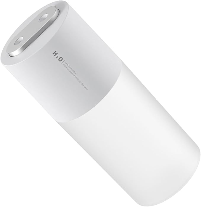 Double Spray Humidifier Large Fog Volume USB Portable Desktop Humidifier for Car Office Home Plastic 400ml Water Tank (White)