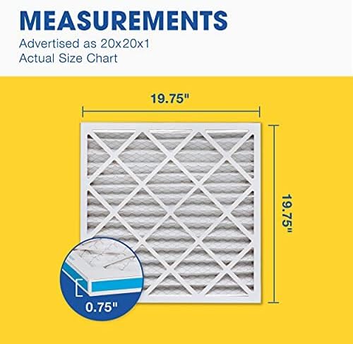 Aerostar 20x20x1 MERV 6 Pleated Air Filter, AC Furnace Air Filter, 6 Pack (Actual Size: 19 3/4" x 19 3/4" x 3/4")