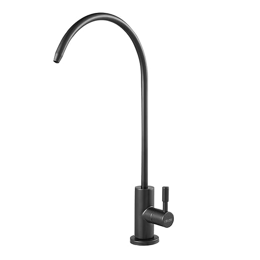 VEVOR Water Filter Faucet, RO Faucet with Lead-Free Brass Valve, 304 Stainless Steel, 0.8GPM Drinking Water Faucet Fits Most Reverse Osmosis & Filtration System, Kitchen Filtered Water Tap, Black