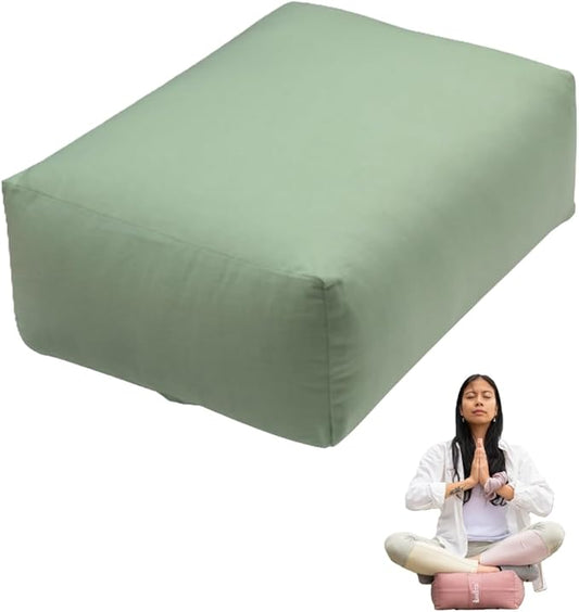 Rectangular Yoga Bolster Pillow, 18" x 12" x 6", Pink Cotton-FlexoryFit