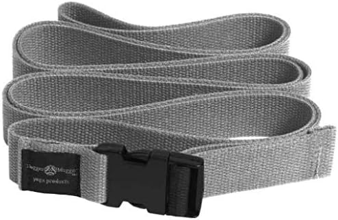 Hugger Mugger Quick-Release 10 ft. Yoga Strap - Gray - Super Strong Cotton, Easy to Attach and Release, Easily Adjustable-FlexoryFit