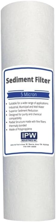 IPW Industries Inc. Reverse Osmosis Deionization (RODI) 10" Replacement Filter Kit (Sediment Cartridge, Carbon Cartridge, Color Indicating DI Cartridge Filled with MBD-30 Nuclear Grade Resin