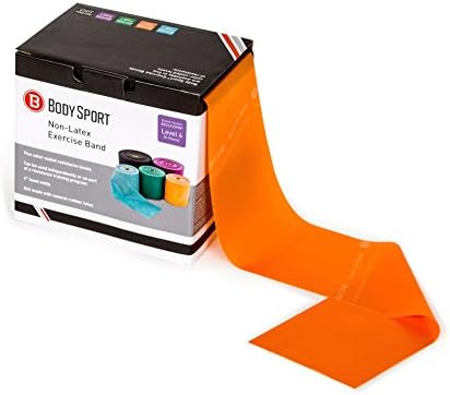 Body Sport Exercise Band, 25 yd. x 4 in. Roll, Medium Resistance - Home & Gym Fitness Equipment for Stretching, Strength Training & Physical Therapy (Orange)-FlexoryFit