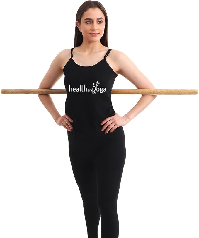 HealthAndYoga™ StretchNHeal Collapsible Multi-Use Wooden Yoga Stick - Regular and XL - Portable Posture Corrector Pole, Stretch Mobility Stick, Physical Workout Exercise Dowel-FlexoryFit