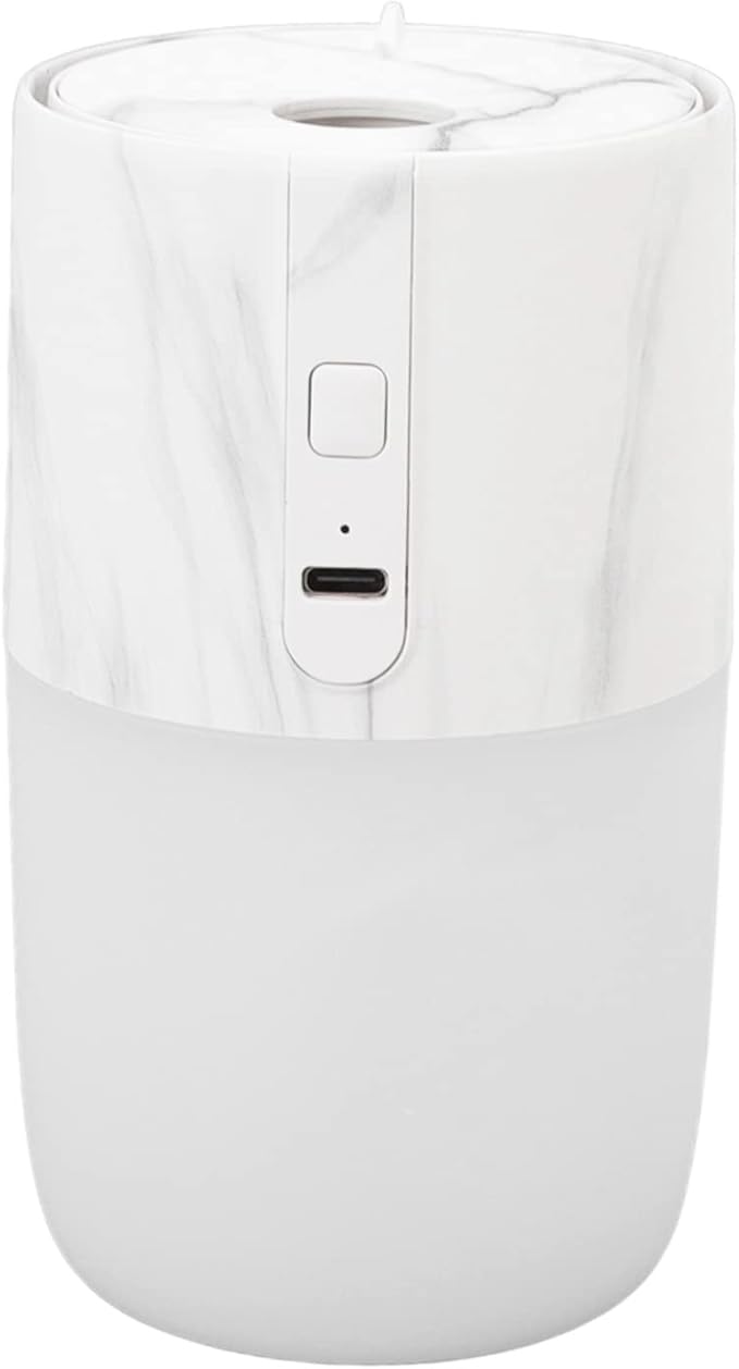 Portable Mist Humidifier, 300ml Capacity Personal Air Humidifier with Timing Function, Jellyfish Shaped Spray Mist, Mobile Using Office Humidifier with Colorful Night Light for Cars,(Marble Color)