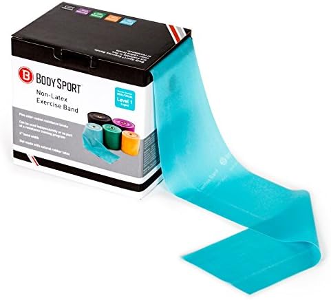 Body Sport Exercise Band, 25 yd. x 4 in. Roll, Low Resistance - Home & Gym Fitness Equipment for Stretching, Strength Training & Physical Therapy (Light Resistance Blue)-FlexoryFit