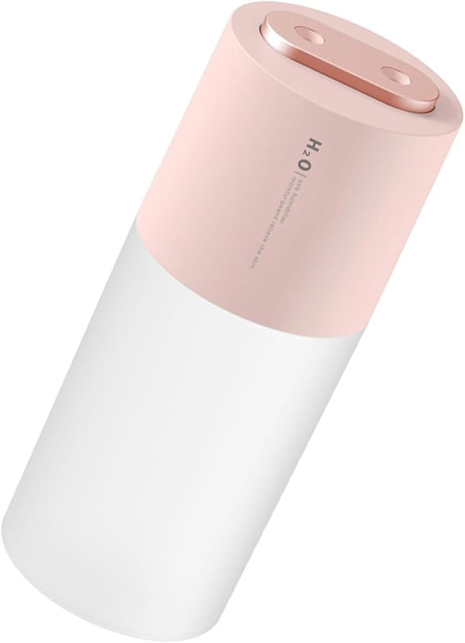 Double Spray Humidifier Large Fog Volume USB Portable Desktop Humidifier for Car Office Home Plastic 400ml Water Tank (Pink)