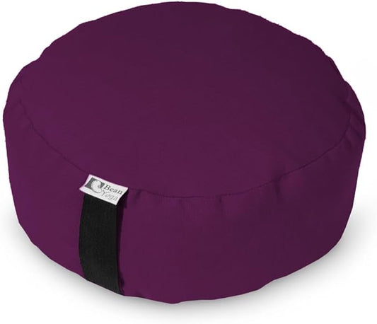 BEAN PRODUCTS Zafu Meditation Pillows for Sitting on Floor, Yoga Cushion, Cotton/Buckwheat fill Yoga Pillow, Zafu Meditation Cushion, Zen Kneeling Prayer Pad- MADE IN USA - 14" ROUND - BURGUNDY-FlexoryFit