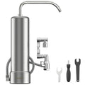 Countertop Water Filter, Stainless Steel 8000 Gallons Rotating Faucet Water Filtration System, Reduces 99.99% Chlorine, Lead, Heavy Metals, Bad Odor, OM-CF05 Included 1 Filter
