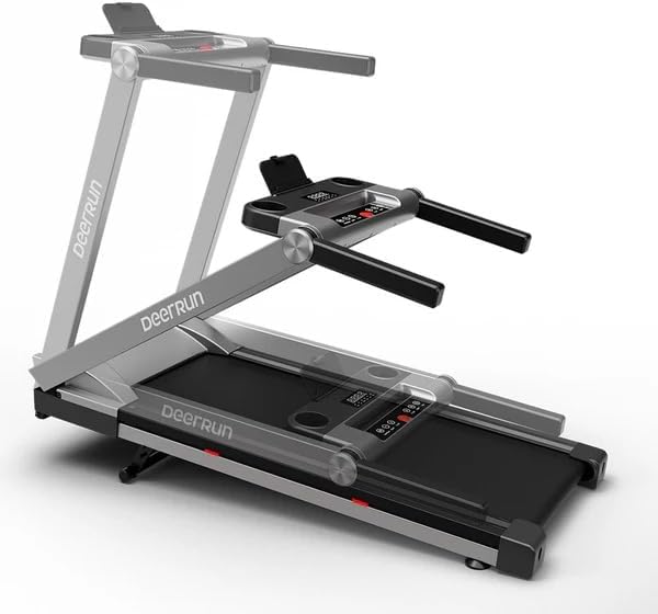 DeerRun Treadmills for Home with Incline and Handles, 3.5 HP Foldable Treadmill 350 LBS Weight Capacity for Small Spaces, Folding Running Machine with Smart APP-FlexoryFit