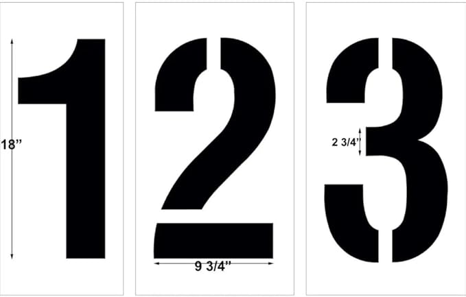 18" Number Stencil Kit | Part#: 10003867 | 10-Piece Kit Includes Numbers 0-9 | Number Height is 18" | Flexible and Durable 1/8" PolyTough Lifetime | Precision Marking | Made in USA-FlexoryFit