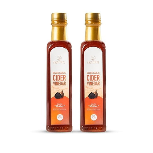 Homtiem Black Garlic Cider Vinegar – Naturally Fermented Vinegar Made with Black Garlic and Cider Vinegar, Gluten Free, Rich in Health Benefits, Ideal for Salad Dressings, Sauces, Drinks, and Healthy Recipes (350ml, Pack of 2)-FlexoryFit
