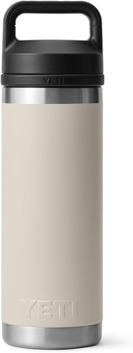 YETI Rambler 18 oz Bottle, Leakproof, Vacuum Insulated, Stainless Steel with Chug Cap, Cape Taupe