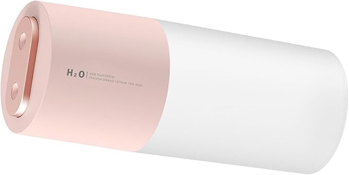 Double Spray Humidifier Large Fog Volume USB Portable Desktop Humidifier for Car Office Home Plastic 400ml Water Tank (Pink)