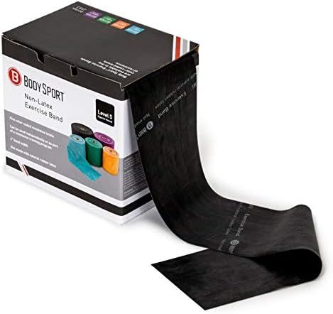 Body Sport Exercise Band, 50 yd. x 4 in. Roll, Special Heavy Resistance - Home & Gym Fitness Equipment for Stretching, Strength Training & Physical Therapy (Black)-FlexoryFit
