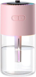 Bedroom humidifier, small humidifier with 280 ml water tank, up to 4-8 hours of operation, two modes, suitable for home, car