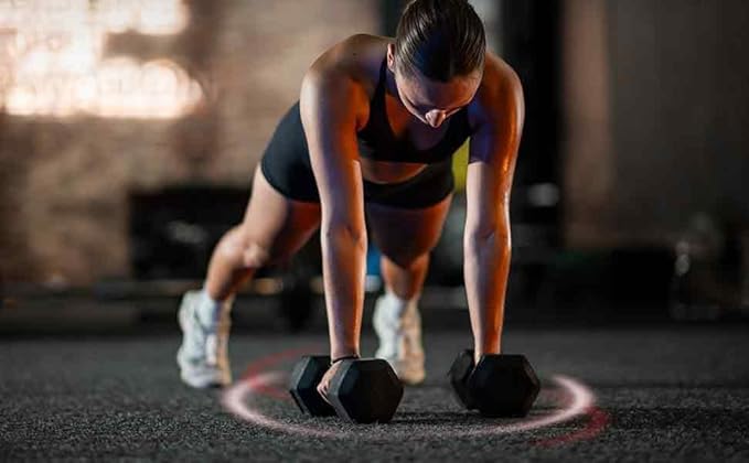 PAPABABE Hex Dumbbell Set 45-550 lb, Rubber Encased Home Gym Dumbbells, Weights Dumbbells for Women & Men, Hand Weight for Strength Training-FlexoryFit
