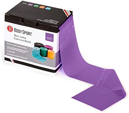 Body Sport Exercise Band, 50 yd. x 4 in. Roll, Extra Heavy Resistance - Home & Gym Fitness Equipment for Stretching, Strength Training & Physical Therapy (Purple)-FlexoryFit