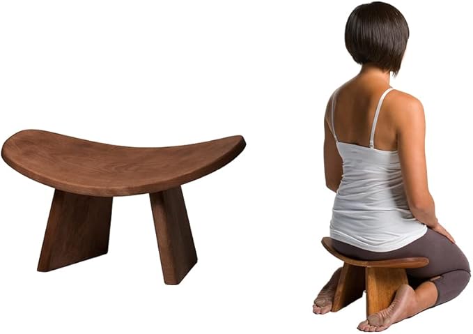 Meditation Bench IKUKO Original, Portable Version with Bag, Locally Handmade Wooden Kneeling Ergonomic Seiza Seat, Prana Yoga - 2 Colors, 3 Height Sizes-FlexoryFit
