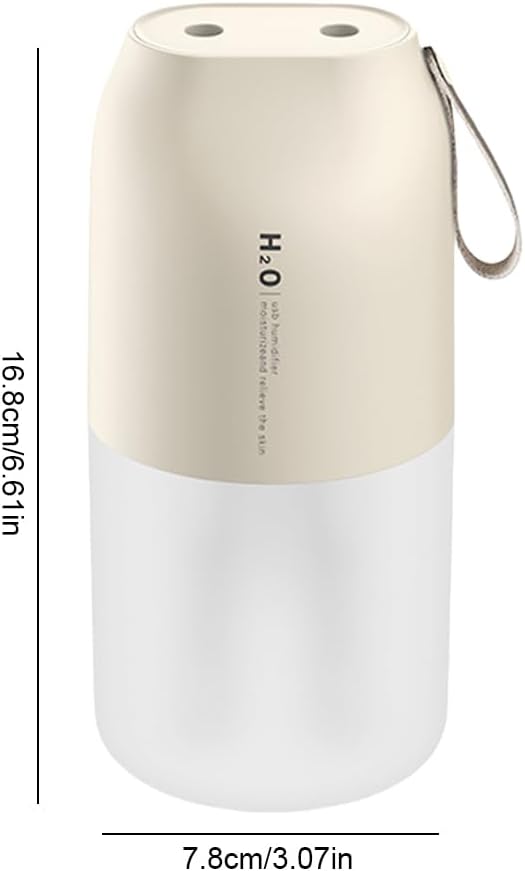 Dual Nozzle Portable Humidifier 300ml with Dual Spray Modes and Night Light for Bedroom and Car
