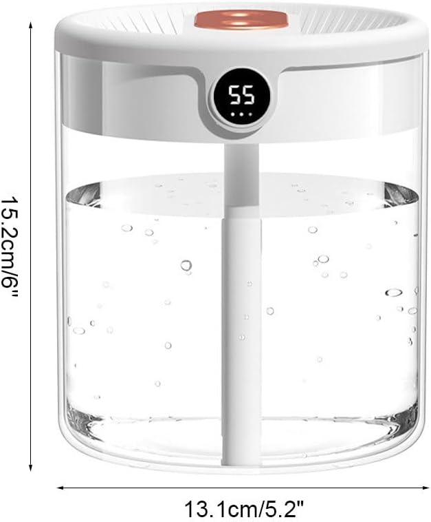 Smart Humidifier, Double Nozzle Cool Mist Humidifier with Night Light, 2L Top Fill Air Humidificador for Home Bedroom Office