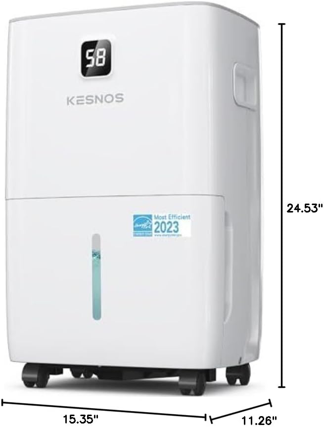 Kesnos 120 Pints Energy Star Dehumidifier for Home & Basement with Drain Hose, Front LED Display and 1.06 Gal Water Tank, Ideal for Spaces up to 6,500 Sq. Ft., Featuring Auto Defrost & Timer Function