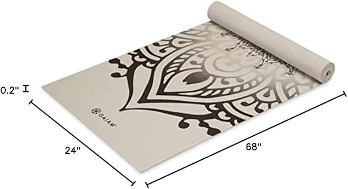 Gaiam Yoga Mat - Premium 5mm Print Thick Non Slip Exercise & Fitness Mat for All Types of Yoga, Pilates & Floor Workouts (68" x 24" x 5mm)-FlexoryFit