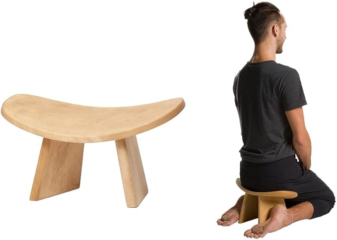 Meditation Bench IKUKO Original, Portable Version with Bag, Locally Handmade Wooden Kneeling Ergonomic Seiza Seat, Prana Yoga - 2 Colors, 3 Height Sizes-FlexoryFit