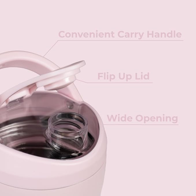 HydroJug 24 oz New Stainless Steel Shaker – Insulated, Leakproof, BPA-Free with Silent Mixing Grate – No Clumps, No Noise – Premium Shaker for Fitness, Sports & Everyday Use, Pink Sand
