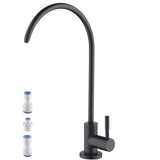 Matte Black Drinking Water Purifier Faucet, Sus304 Stainless Steel Beverage Faucet for Kitchen Under Sink Water Reverse Osmosis Filter System With 1/2" 1/4" 3/8" Tube