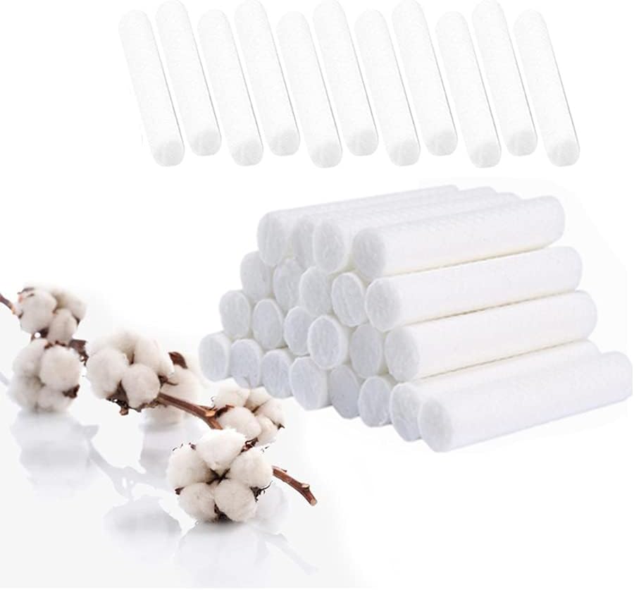 50 PCS Filter Cotton Wicks Stick Replacement Wicks in Travel, Car, Office, Bedroom and Nasal Inhaler Tubes（8mm×51mm）
