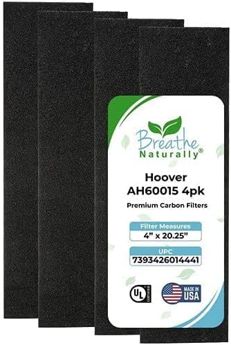 Breathe Naturally - Extra Thick Replacement Carbon Pre-Filters Compatible with Hoover AH60015, WH10040, WH10060 - Premium Carbon Filter Replacement - Made in USA - Perfect for Home & Office(4 pack)