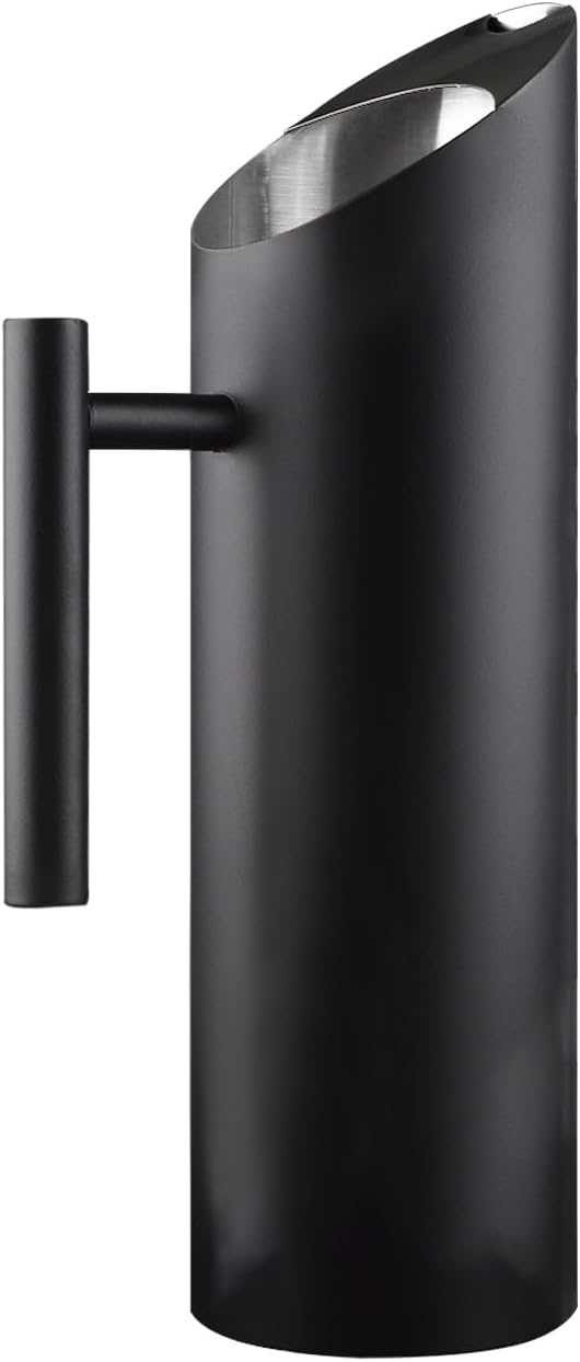 Stainless Steel Water Pitcher Black Metal Pitcher with Ice Guard Cold Drinking Carafe Jug for Juice, Beer, Milk, Ice Tea or Other Beverage by MUGLIO (53oz)