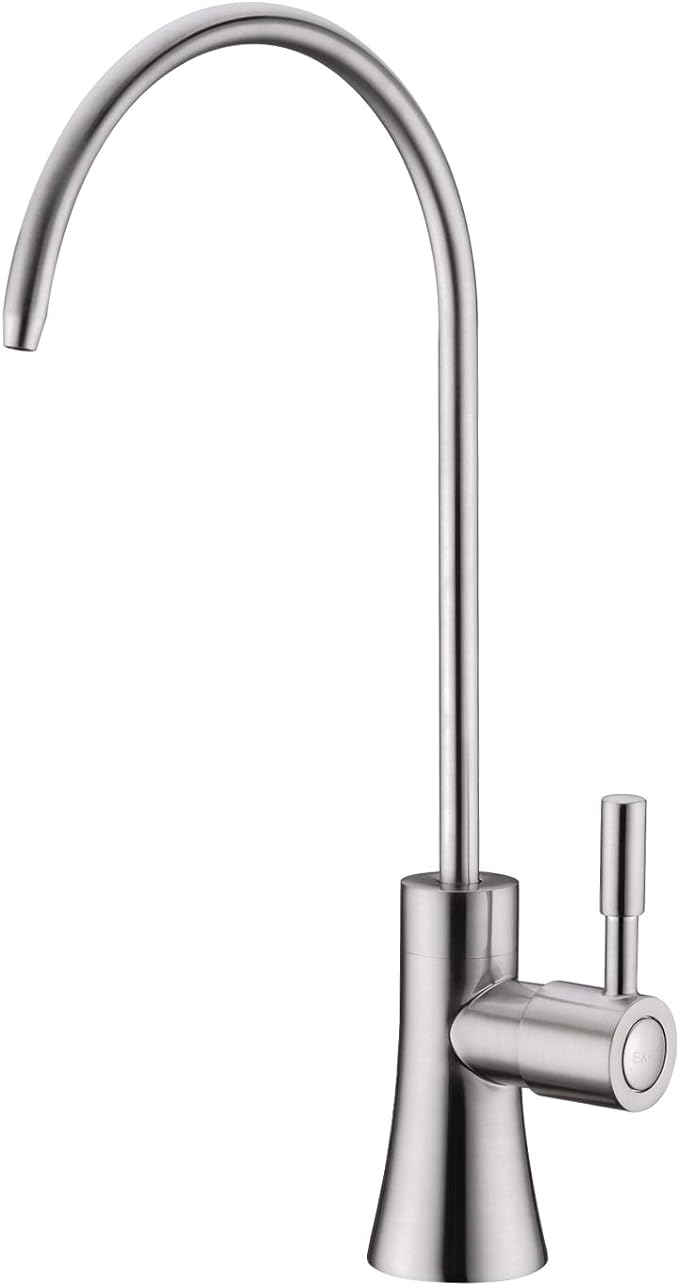 EKRTE Brass Drinking Water Faucet, Filtered Water Reverse Osmosis RO Faucet for Kitchen Sink, Brushed Nickel Reverse Osmosis Tap for Kitchen Sink