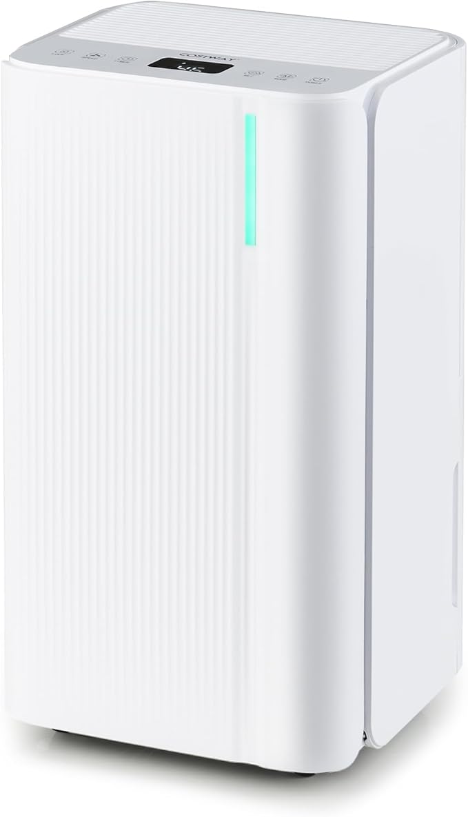 COSTWAY 32 Pints Dehumidifier for Home, 2000 Sq.Ft Portable Dehumidifier for Bedroom, Basement, Bathroom, 24H Timer, 3-Color Indicator, 3.3 FT Drain Hose, 4 Wheels