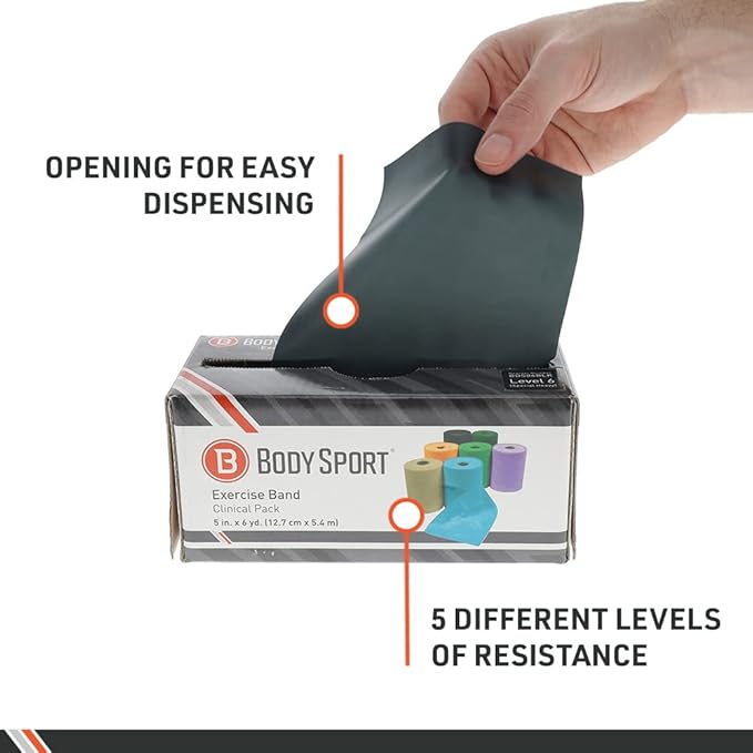 BodySport® Exercise Band, 5 in. x 6 yd. - Professional Resistance Bands for Home Fitness & Gym Exercises - Workout & Rehab Equipment-FlexoryFit