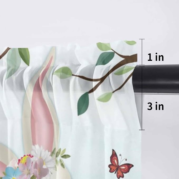 Easter Sheer Valances for Windows 42"x18", Light Filtering Kitchen Curtains - Image 7