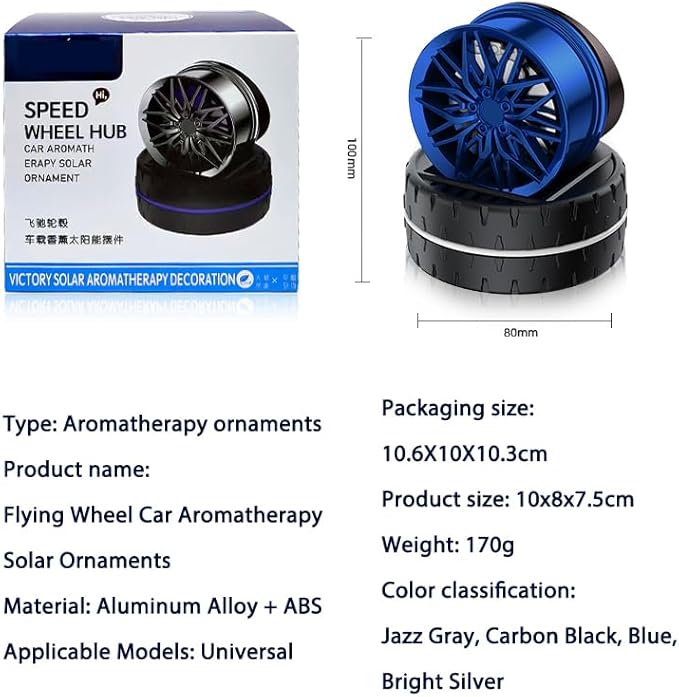 Car Air Freshener,Solar Powered Tires Scents Diffuser,Fashion Automotive Interior Decoration Accessories Purifiers for Car and Home Aromatherapy Dashboard (Blue, 10 * 8 cm)