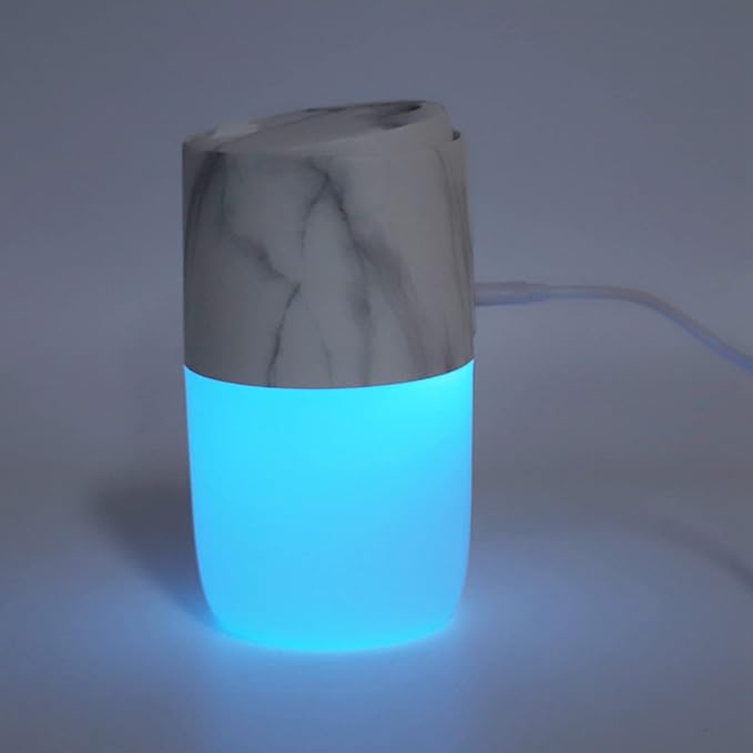 Portable Mist Humidifier, 300ml Capacity Personal Air Humidifier with Timing Function, Jellyfish Shaped Spray Mist, Mobile Using Office Humidifier with Colorful Night Light for Cars,(Marble Color)