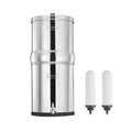 2.25 Gallon Stainless Steel Gravity-Fed Water Filter System with 2 White Ceramics Purification Washable Filter, Portable Countertop Filter System for Home and Outdoor Camping Use