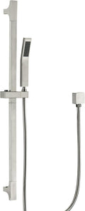 BElYl Shower Head with Slide Bar Brushed Nickel High Pressure Hand shower with Square 29" Long Slide Bar Adjustable Height Shower Head with Handheld Spray