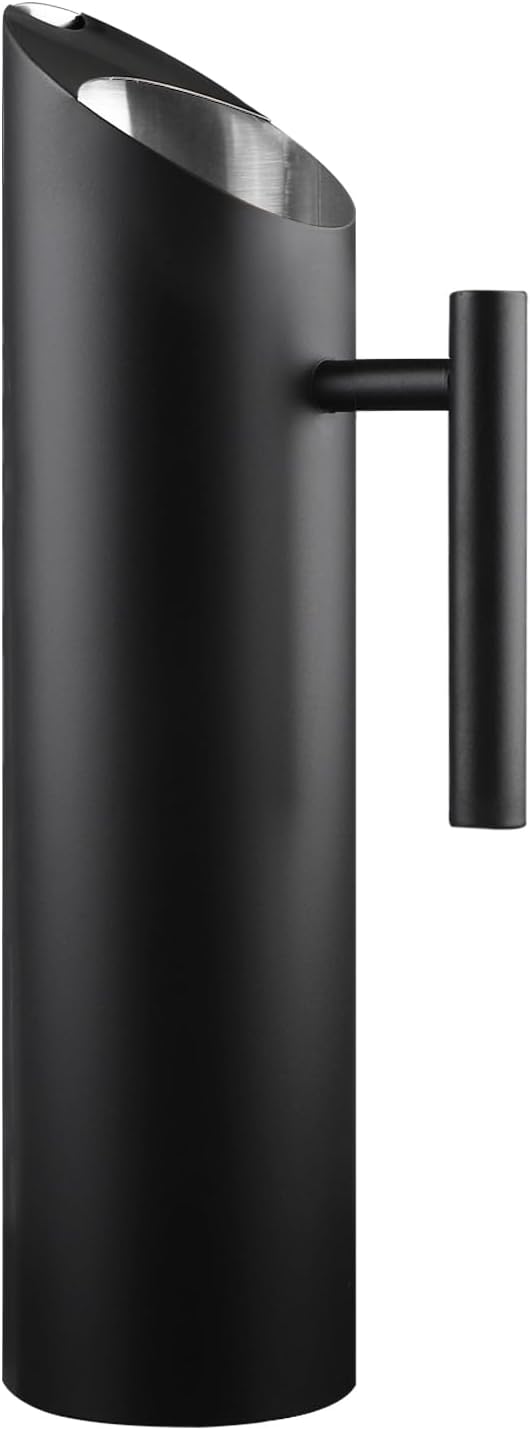 Stainless Steel Water Pitcher Black Metal Pitcher with Ice Guard Cold Drinking Carafe Jug for Juice, Beer, Milk, Ice Tea or Other Beverage by MUGLIO (70oz)