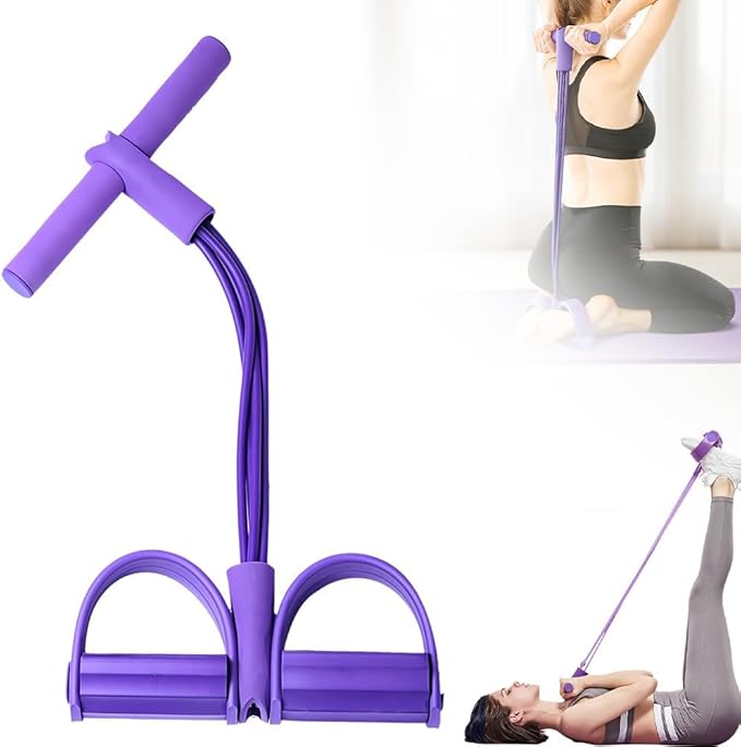 21 Fitness Resistance Bands-6 Tube Pedal Ankle Puller | 2025 Upgrade 6-Level Elastic Exercise Bands with Yoga Pedal | Natural Latex Workout Equipment for Sit Up/ABS/Leg Training (Women & Men)-FlexoryFit