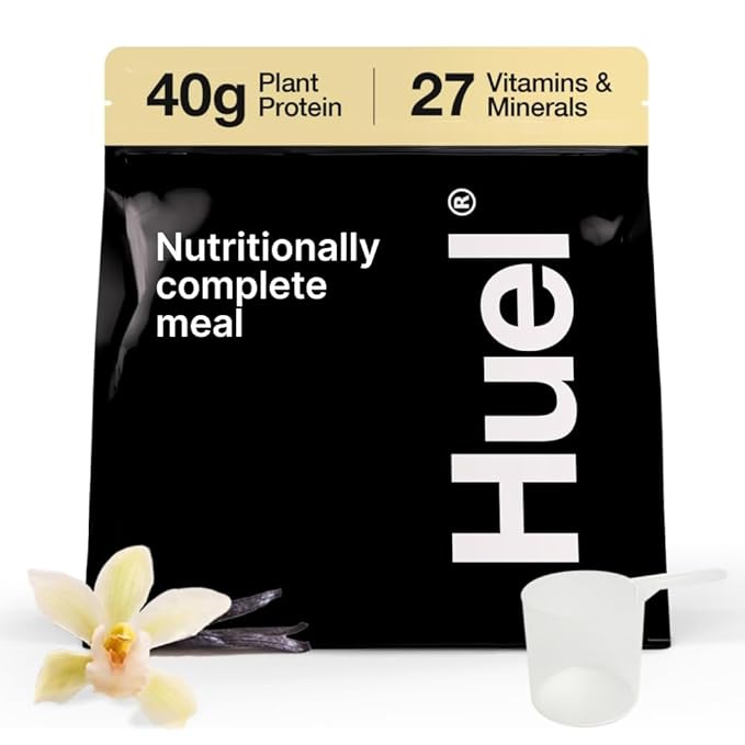 Huel Black Edition | Vanilla 40g Vegan Protein Powder | Nutritionally Complete Meal | 27 Vitamins and Minerals, Gluten Free | 17 Servings | Scoop not included to reduce plastic-FlexoryFit