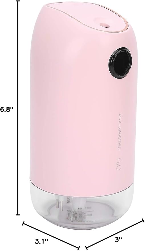 USB Rechargeable Humidifier Mini Humidifier Mist Maker for Home Bedroom Car (Pink)