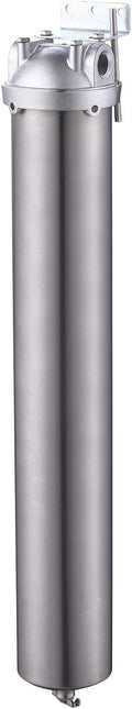 Amwater NSF/ANSI 42 Stainless Steel Whole House Water Filter Housing, 20" x 2.5" Sediment Water Filter System for Heavy Duty, Well & City Water, 1" NPT Port, Drain Valve Style A