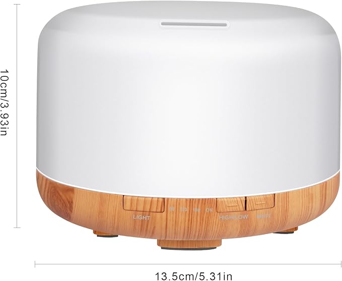 500ml Premium Essential Oil Diffuser with Remote Control. Ultrasonic Aromatherapy Humidifier Vaporizer. 7 Colors Lights. Comes with Timer & Auto-Off for Home & Office (White)